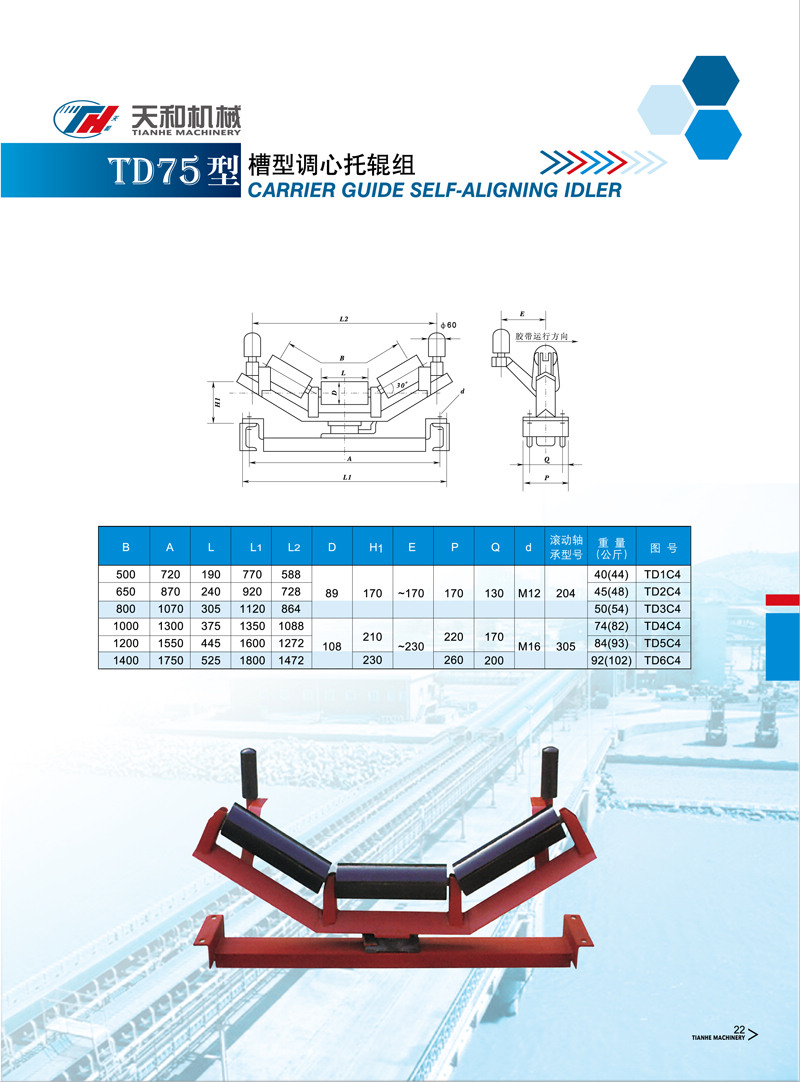 槽型調(diào)心托輥組 TD75型